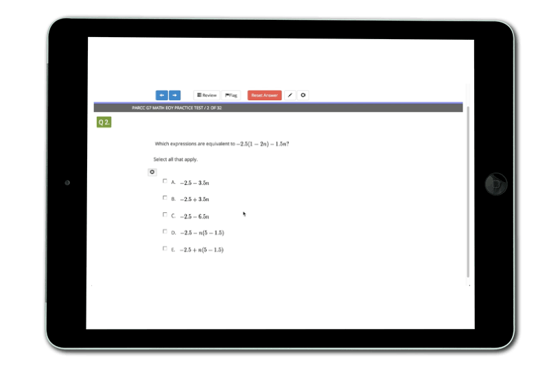 PARCC tablet example