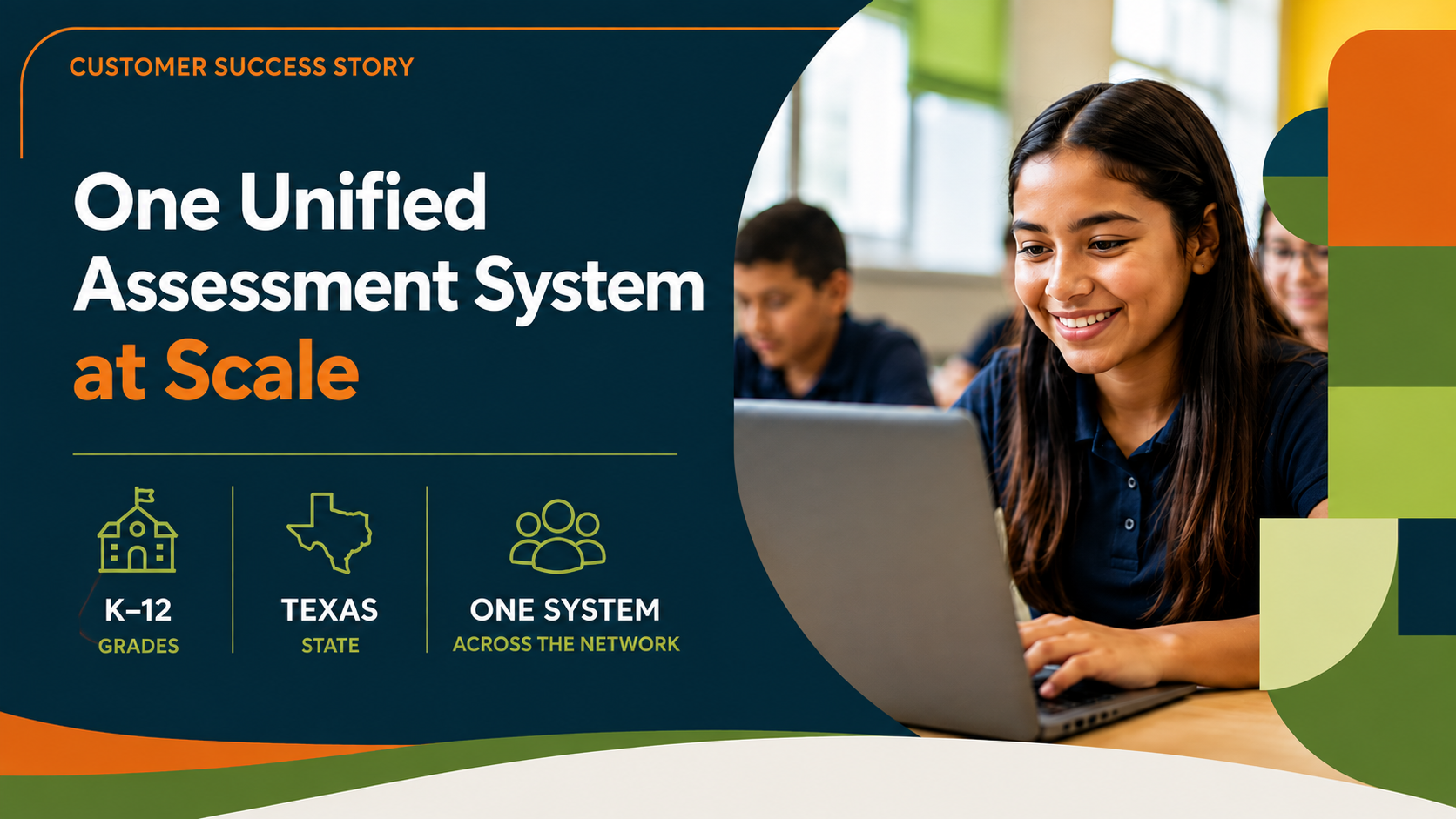 Student working on a laptop in a classroom, representing IDEA Public Schools' use of Edcite as a unified assessment system across its network.